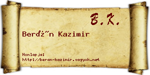 Berán Kazimir névjegykártya